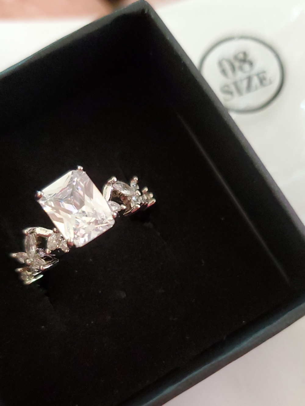 Stilvertone Floral Accent Ring with Clear Stones - Size 8 Engagement Style